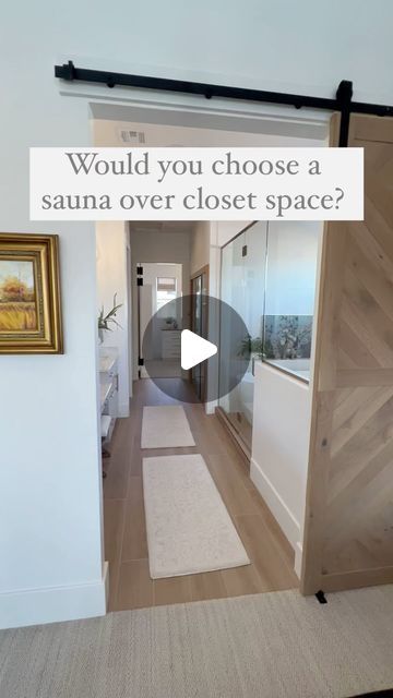 Lindsey Tanner on Instagram: "Beautiful primary suite. The builders opted for an undersized closet relative to the rest of the home to allow room for this sauna. Would you make the same choice?
.
.
.
👉 Me @lindseytannerrealestate
📲 760.525.2896
💼 DRE # 02151861
🏡 Tracey Ross Group @ COMPASS
.
.
.
#bathroomdesign #bathroomsofinstagram #sauna #bathroomsauna #primarysuite #mastersuite #masterbathroom 
#lindseytanner #lindseytannerrealestate #californiarealestate #californiarealtor #carlsbad #carlsbadrealestate #carlsbadrealtor #encinitas #encinitasrealestate #northcountysd #northcountysandiego" Basement Sauna Ideas, Home Sauna Room Ideas, Sauna In Master Bath, Bathroom With Water Closet, Sauna Design Modern, Bathroom With Sauna Ideas, Sauna Shower Combo Master Bath, Bathroom With Sauna Layout, Indoor Sauna Ideas Home