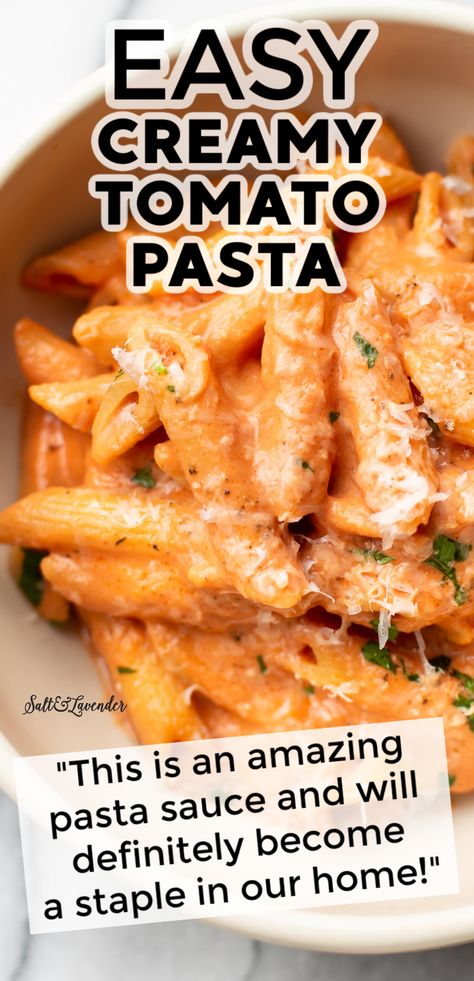 Easy Creamy Tomato Pasta, Creamy Tomato Pasta Recipes, Pasta Sauce Recipes Easy, Creamy Tomato Pasta, Tomato Pasta Recipe, Creamy Pasta Recipes, Easy Pasta Dinner, Easy Pasta Dishes, Pasta Dinner Recipes