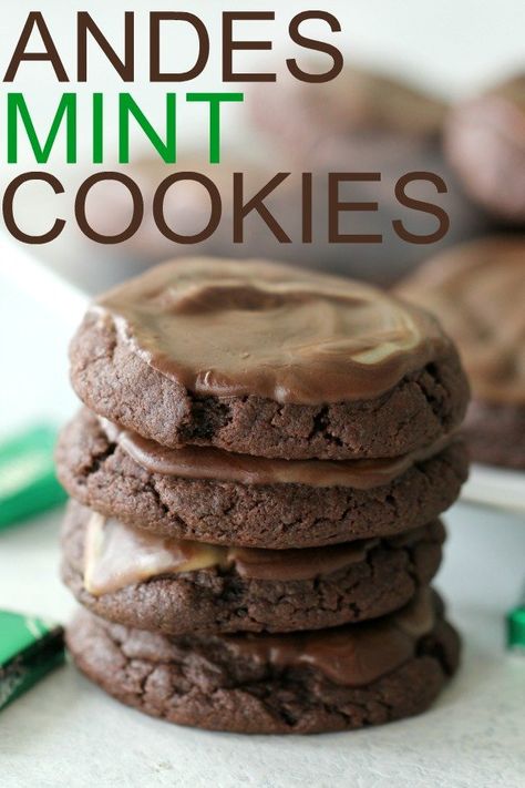 Andes Mint Cookie Recipe | Six Sisters' Stuff Mint Baking, Andes Mint Cookies, Peppermint Crunch, Pizza Sugar Cookie, Baking Chips, Mint Cake, Devils Food Cake Mix Recipe, Andes Mint, Six Sisters Stuff