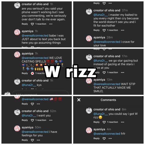 i couldnt get all the screenshots to fit but my rizz is undeniably strong💪 Rizz Whispers, Drawing Face Expressions, Pickup Lines, Drawing Face, Face Expressions, Funny Fun Facts, Pick Up Lines, Top Secret, 4 Life