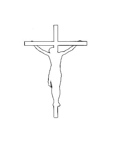 Simple Crucifix Drawing, Simple Crucifix Tattoo, Faith Tattoo Stencil, Christian Flash Tattoo, Cross Chest Tattoo, Jesus Tattoo Stencil, Jesus Outline, Crucifix Drawing, Cross Tattoo Stencil