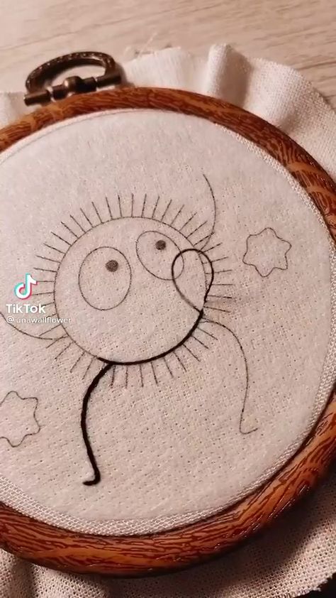 Embroidery Designs Studio Ghibli, Studio Ghibli Sewing, Studio Ghibli Simple Art, Studio Ghibli Embroidery Simple, My Neighbor Totoro Embroidery, Soot Sprite Embroidery, Ghibli Crafts Diy, Ghibli Embroidery Pattern, Soot Sprite Diy