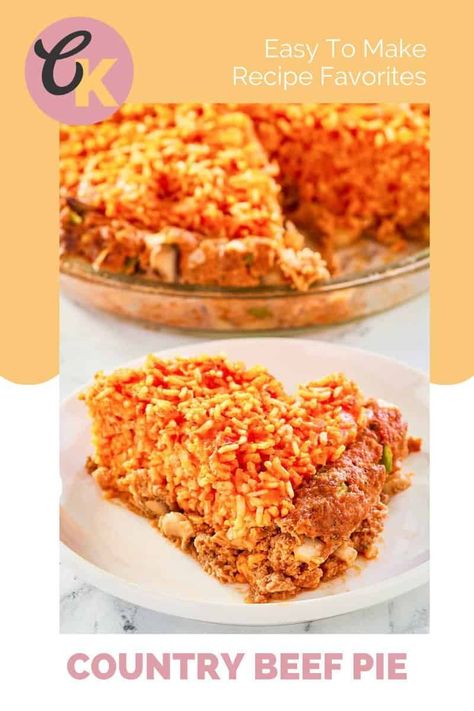 Country Beef Pie is a unique savory pie with a ground beef crust and cheesy tomato rice filling. Get the easy recipe and find out how to make the best beef pie for dinner. This beef and rice meat pie is budget-friendly and sure to be a favorite comfort food. Minute Rice Recipes, Rice Pie, Rice Meat, Beef Pie, Best Easy Dinner Recipes, Ground Beef Rice, Beef Pies, Tomato Rice, Recipes Authentic