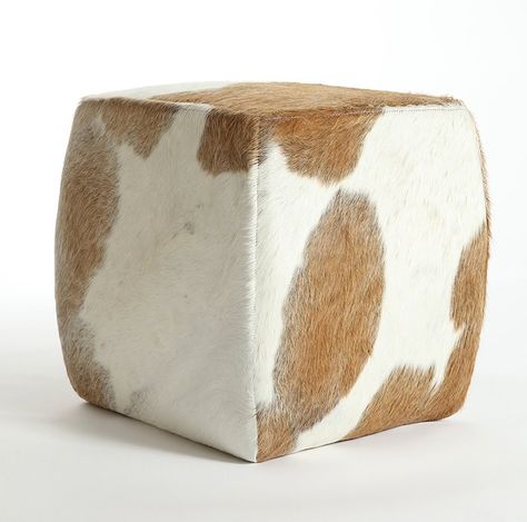 Foundry Select Cobb Leather Pouf | Wayfair Alternative Furniture, Cowhide Furniture, Tufted Storage Ottoman, Mexican Home Decor, Mexican Home, Square Pouf, White Upholstery, Upholstered Storage Bench, Cube Ottoman