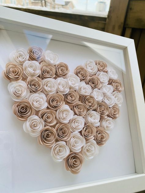 Unique heart shadowbox made with#HeartFonts #LoveLetters #TypographyLove #FontCrushFriday #HeartType Paper Flower Letters, Paper Flower Backdrop Diy, Paper Crafts Ideas, Paper Projects Diy, Project Paper, Rolled Paper Flowers, Diy Shadow Box, Idee Cricut, Paper Snowflake