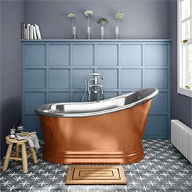 Copper Bathtub, Cast Iron Bath, Copper Interior, Slipper Bath, Copper Bath, Roll Top Bath, Standing Bath, Bath Taps, Contemporary Bathrooms