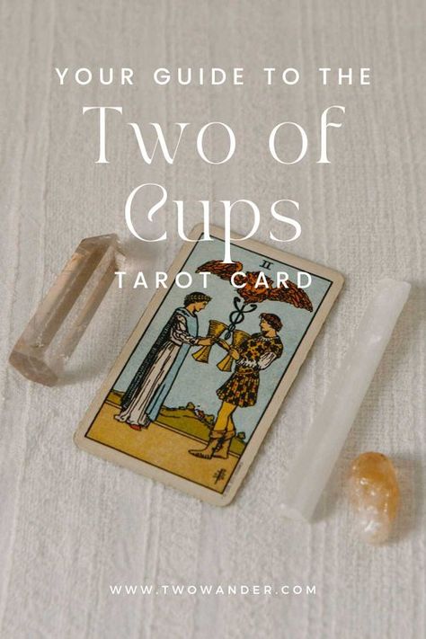 Learn all about the Two of Cups meaning, including its numerological and Astrological correspondences; and what it can mean for you when it shows up in a love, career, and general reading! Elysium Rituals x Two Wander #twoofcups #2ofcups #tarotcard #twocups #twocupstarot 2 Of Cups, Two Of Cups, Rider Waite Tarot Decks, Intuitive Tarot, Cups Tarot, Tarot Cards For Beginners, Tarot Guide, Tarot Card Spreads, Healing Relationships