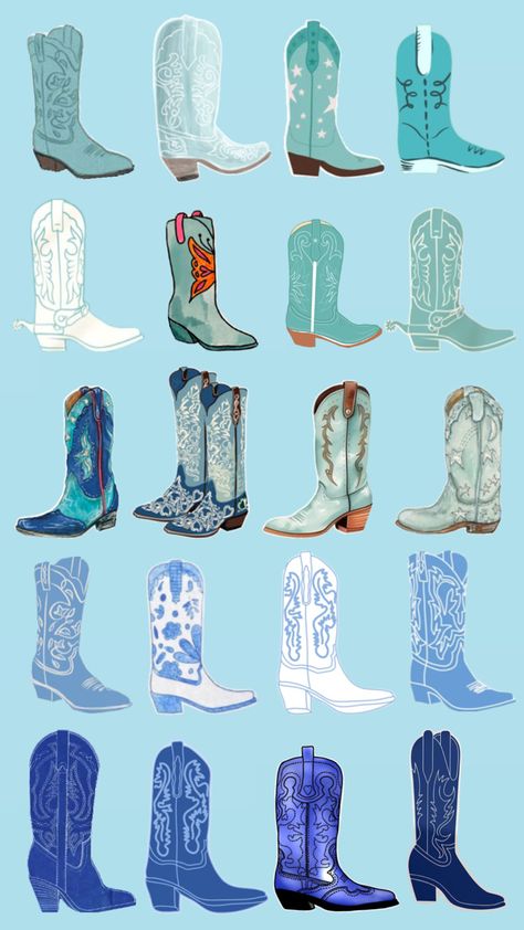 #blue #boots #teal #white #lightblue #skyblue #babyblue #aesthetic #collage #wallpaper #background #backdrop #iphonewallpaper #iphonebackground #phonewallpaper #phonebackground #cowboyboots #cowgirlboots #cowboy #cowgirl #ranch #farm #linedancing #horse #horsebackriding #horses #turquoise Aesthetic Collage Wallpaper, Western Wallpaper Iphone, Country Backgrounds, Cow Print Wallpaper, Background Backdrop, Ranch Farm, Collage Wallpaper, Western Aesthetic, Blue Boots