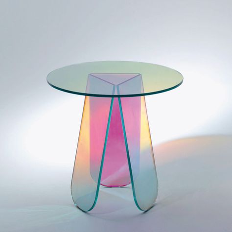 The 10 Things We're Looking Forward to at Salone del Mobile Happy Zone, Daniel Buren, Acrylic Coffee Table, Cafe Ideas, Laminated Glass, Minimalist Lighting, Patricia Urquiola, Cool Tables, Stylish Tables