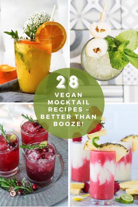 Trying to keep a clear head but still want to party with pals? Try these vegan mocktail recipes! Mocktails Non Alcoholic Vegan, Adaptogens Mocktails, Vegan Cocktail Recipes, Vegan Alcoholic Drinks, Vegan Cocktail Party Food, Vegan Mocktail Recipe, Functional Mocktails, Vegan Mocktail, Virgin Cocktail Recipes