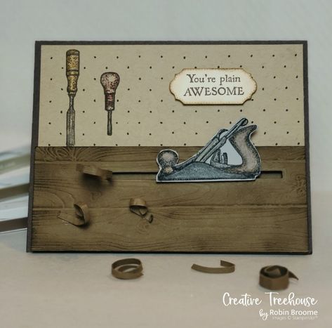 Masculine Cards, Interactive Card, Masculine Birthday Cards, Interactive Cards, Vintage Tools, Card Making Techniques, Vintage Stamps, Male Cards, Special Cards