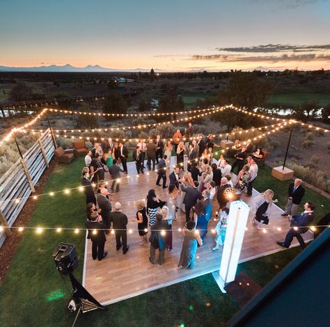 Outdoor Dance Floor at The Barn Outdoor Wedding Dance Floor, Outdoor Dance Floors, Wedding Dance Floor, Dance Floor Lighting, Small Backyard Wedding, Backyard Reception, Dance Floor Wedding, Yard Wedding, Prom Decor