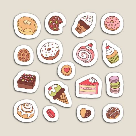 Dessert Stickers, Ipad Customization, Sticker Design Inspiration, Sticker Ideas, Fun Easy Crafts, Kawaii Stickers, Beautiful Stickers, Sweet Desserts, Diy Stickers