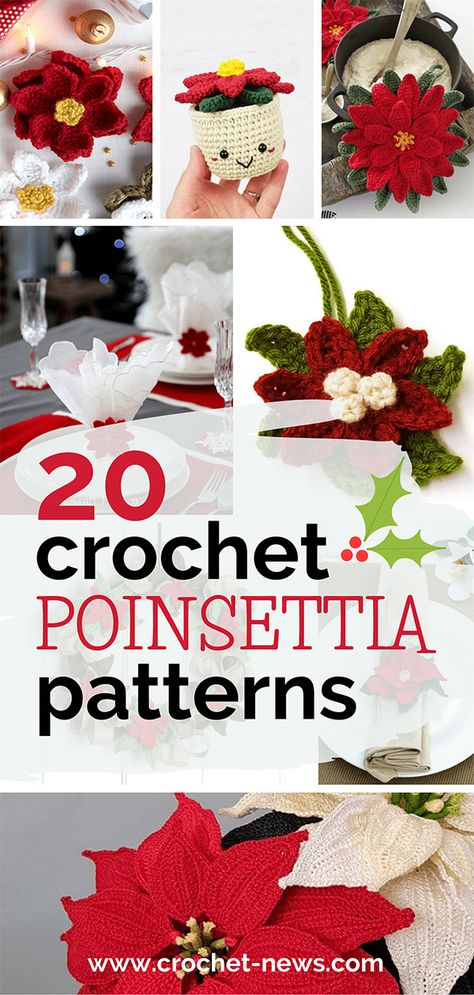 Christmas Flower Crochet Patterns Free, Poinsettia Flower Crochet, Crochet Poinsettias Free Patterns, Crochet Small Poinsettia Free Pattern, Crochet Poinsettia Ornament, Crochet Ponsietta Flower, Poinsettia Flower Crochet Pattern, Crochet Christmas Flowers Free Pattern, Crochet Poinsettia Pattern