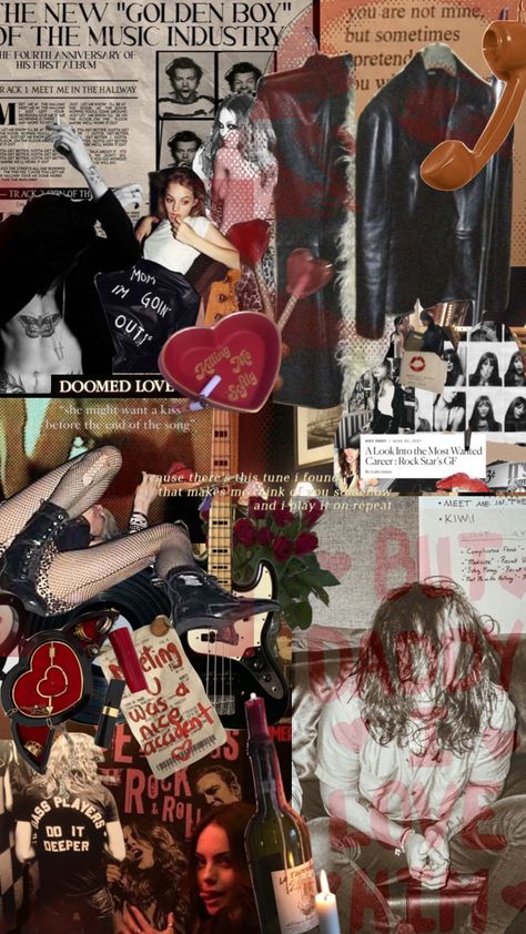 pov: ur the rockstar gf #harrystyles #moodboard #victoriassecret #vintage #aesthetic #arcticmonkeys #collage #rock #harryshouse #alternative #music Rock Star Collage, Rockstar Collage, Soft Rock Aesthetic, Alternative Rock Aesthetic, 90s Rockstar Aesthetic, Rock N Roll Aesthetic, Rockstar Party, Night Angel, Rock And Roll Girl