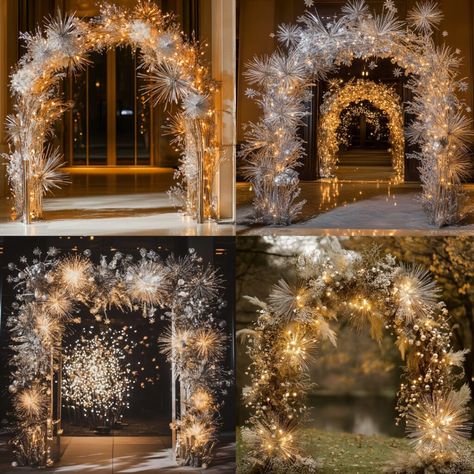 Start your New Year's wedding with a stunning arch that captures the magic of the season. From elegant New Year's wedding arch designs to unique New Year's Eve wedding arch styles, find inspiration for every theme. Make your special day unforgettable with arches adorned in lights, florals, and festive details. Begin the new year with a picture-perfect backdrop for your vows. Get inspired now and create a wedding arch that brings your dream celebration to life. New Year’s Eve Weddings, New Years Eve Wedding Decorations, New Year Backdrop Ideas, New Year’s Eve Wedding, New Year's Eve Backdrop, Brick Wedding, New Year Backdrop, Wedding Arch Ideas, Arch Designs