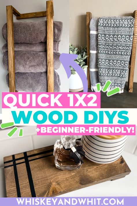 Grab some $2 1×2 lumber to make these EASY Beginner-Friendly Wood DIYs! - Whiskey & Whit 1 X 2 Wood Projects, Diy Wood Projects That Sell Fast, Small Wood Ideas Projects, Easy Beginner Woodworking Projects, 2x2 Wood Projects Diy, Diy Small Wood Projects To Sell, 1x2 Wood Projects, Small Woodworking Projects That Sell, 1x4 Wood Projects