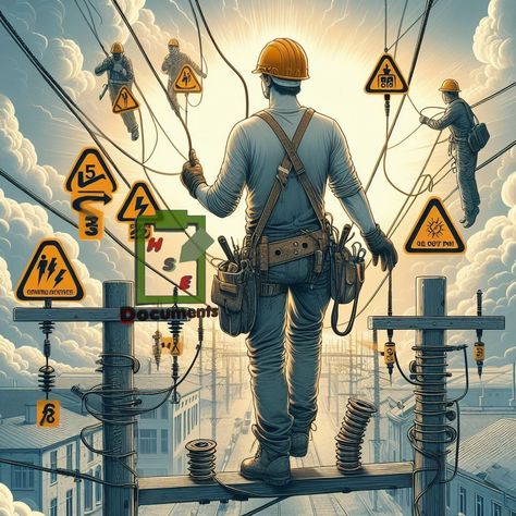 Overhead Electrical Power Lines Electrical Safety Posters, Safety Workplace, Work Profile, Trade Union, Power Lines, Electrical Work, Electrical Installation, Electrical Connection, Workplace Safety