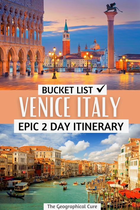 48 Hours in Venice, Europe's Most Unique  City Places To Visit In Venice, 2 Days In Venice, Italy Vacation Itinerary, Venice Itinerary, Day Trips From Venice, Greece Cruise, Barcelona Itinerary, Italy Trip Planning, Vacation Island