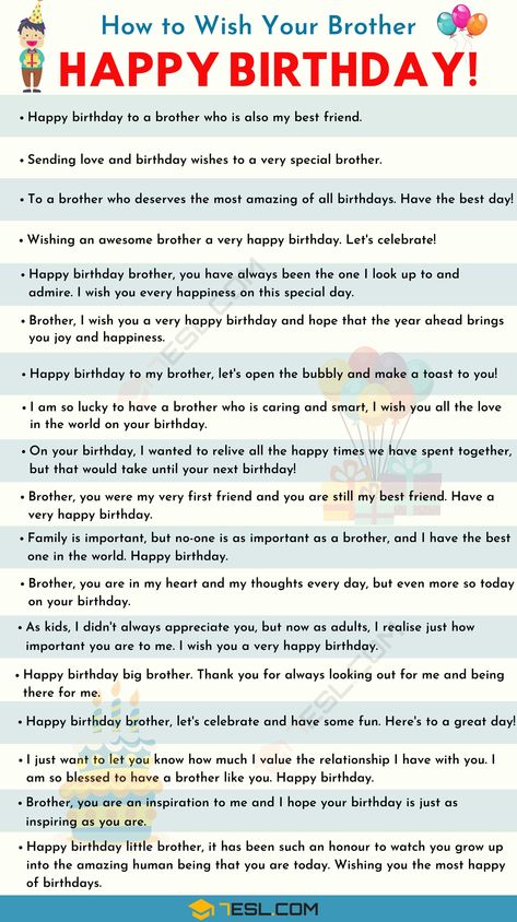 Birthday Wishes: 500+ Meaningful Happy Birthday Messages for Everyone 6 Happy Birthday To Brother Funny, Simple Birthday Wishes For Brother, How To Wish Your Brother Happy Birthday, Brother's Birthday Captions, Birthday To Brother, Brother'birthday Wishes, Brother's Birthday Wishes, Wishes To Brother Birthday, Birthday Message Brother