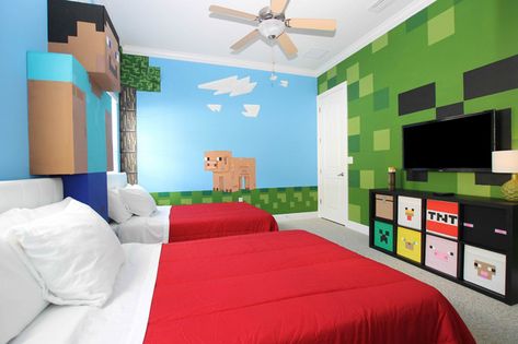 Mincraft Rooms, Boys Minecraft Bedroom, Minecraft Bedroom Ideas, Danish Room, Kids Bedroom Themes, Minecraft Room Decor, Minecraft Bedroom Decor, Kids Bedroom Organization, Florida Furniture