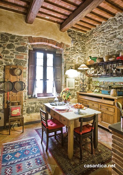 Tuscany Style, Country Primitive Decor, Witch Cottage, Spanish Style Homes, Stone Cottage, Primitive Decorating, Home Decor Kitchen, My Dream Home, Home Deco