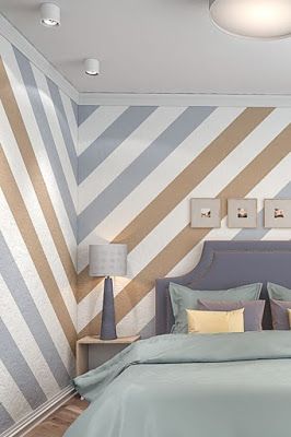 Bedroom Wall Stencil, Paint Design Ideas, Wall Paint Ideas, Striped Bedroom, Wall Stencil Designs, Diy Wall Painting, Diy Accent Wall, Room Wall Painting, Striped Walls