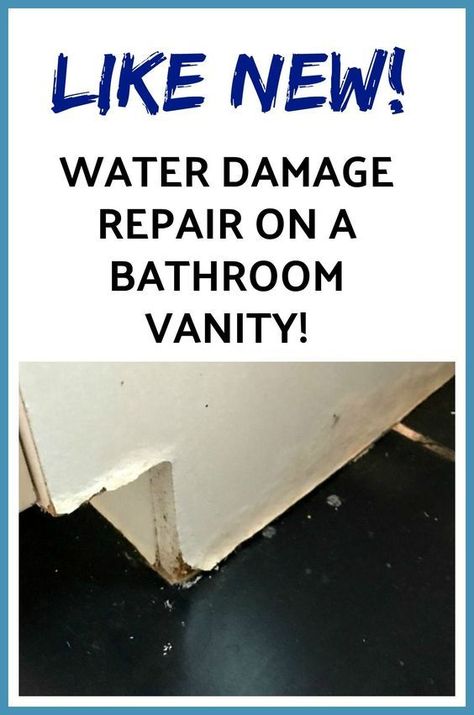 Fix that water damage on the bathroom vanity easily and give your vanity a few more good years! Homeroad.net #bathroom #vanity #wasterdamage #repairs #diybathroom #bathroomrenovations Cabinet Repair, Under Bathroom Sink, Bathroom Repair, Sink Repair, Rental Bathroom, Water Damage Repair, Bathroom Vanity Makeover, Wood Repair, Diy Bathroom Storage