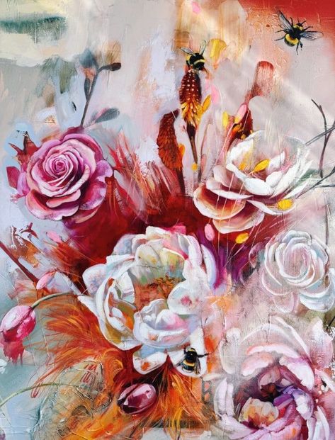 Abstract floral art by Dimitra Milan Dimitra Milan, Milan Art, Flower Paint, Taste And See, Online Art Classes, Abstract Floral Paintings, Painting Inspo, Bohemian Design, Flower Art Painting