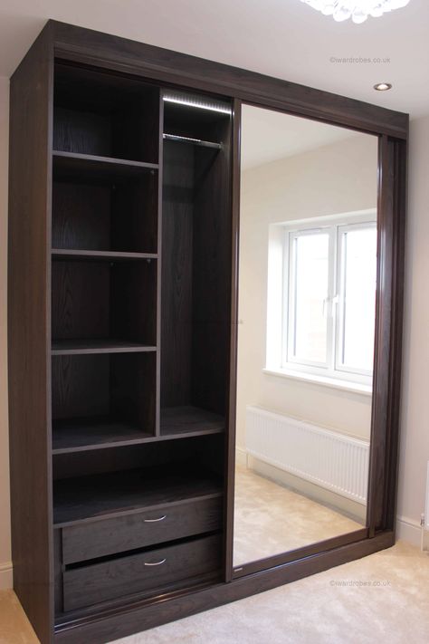 Mirror On Sliding Wardrobe, Sliding Wardrobe With Mirror Design, Sliding Door Mirror Wardrobe, Sliding Door Wardrobe Designs Wooden, Wodrob Design Bedroom With Mirror, Slide Door Wardrobe Design, Sliding Cupboard With Mirror, Wordroab Design Modern With Mirror, Cupboard Mirror Design