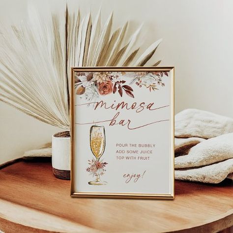 $11.65 | Boho Terracotta Mimosa Bar Floral #earthy tones soft taupe neutral, dried florals brown fall autumn, pampas grass bridal shower, elegant bohemian fall spring rustic, gold champagne burnt orange invitation, brunch and bubbly bridal shower, muted cream beige desert terracotta, brunch and bubbly champagne glass, modern copper calligraphy handwritten, mimosa bar Bridal Shower Elegant, Orange Invitation, Brunch And Bubbly, Elegant Bohemian, Bohemian Fall, Dried Florals, Mimosa Bar, Brown Fall, Gold Champagne