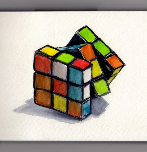 Rubik's Cube ~ Doodlewash® Candle Drawing, Buddhist Art Drawing, Trending Ideas, Drawing Course, Rubik's Cube, Running Short, Creative Corner, Easy Learning, Inspiring Art