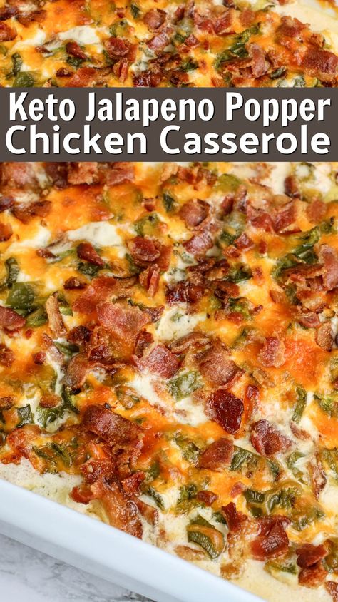 Keto Jalapeno Popper Chicken, Popper Chicken Casserole, Keto Jalapeno, Low Carb Chicken Casserole, Casserole Keto, Popper Chicken, Jalapeno Popper Chicken, Low Carb Casseroles, Jalapeno Popper