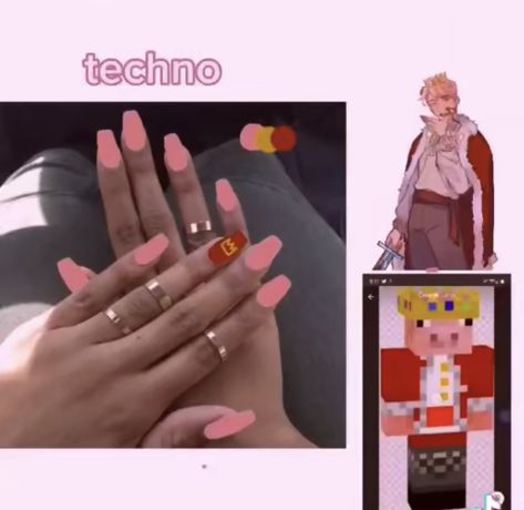 Technoblade Nails, Minecraft Nails, Mc Nails, Inspired Nails, Nails Only, Funky Nails, Nails Art, Swag Nails, Nail Inspo