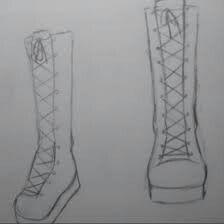 Boots Facing Forward Drawing, Big Shoes Drawing Reference, High Heel Boots Drawing Reference, Front Facing Boots Drawing, Cute Boots Drawing, Chibi Boots Reference, Front Facing Shoes Drawing, How To Draw Shoes Front View Boots, Shoe Tut Drawing