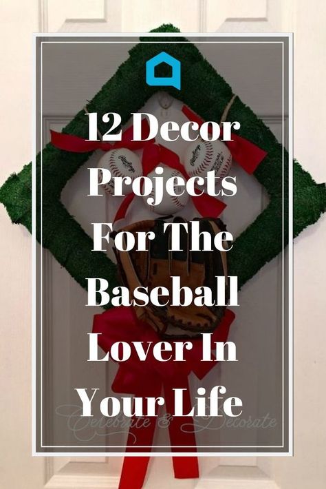 Dollar Tree Baseball Crafts, Baseball Diy Projects, Baseball Sayings Signs, Baseball Memorabilia Display Ideas, Baseball Arts And Crafts, Baseball Home Decor, Baseball Crafts Diy, Diy Baseball Decor, Baseball Room Ideas