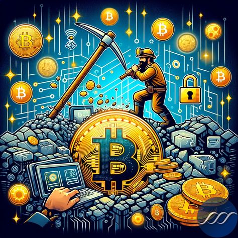 What is Bitcoin mining ⛏️ ? An essential process for securing the network 🔒 and creating new bitcoins. Like miners searching for gold 💰, but for cryptocurrency!  #BitcoinMining #BTC #Cryptocurrency Mining Crypto, Mining Cryptocurrency, Mining Logo, Bitcoin Miner, Crypto Mining, Gold Mining, Wealth Management, Bitcoin Mining, Blockchain