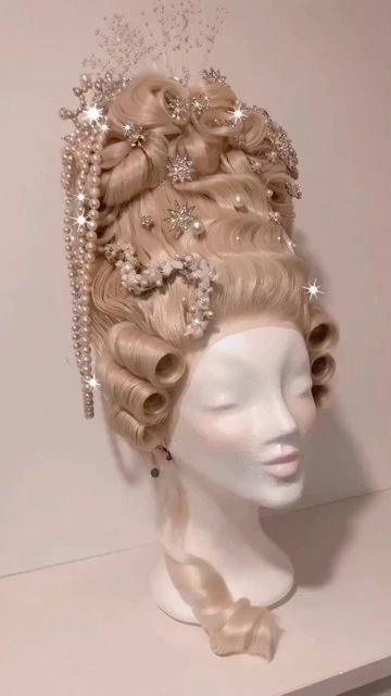 1700s French Hairstyles, French Wigs 18th Century, Victorian Wigs Marie Antoinette, 1770s Hairstyles, Marie Antoinette Inspired Hair, Marie Antoinette Wigs, Rococo Wig Woman, Marie Antoinette Crown, Marie Antoinette Wig Diy