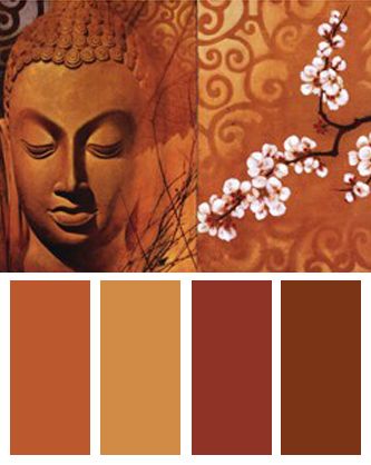 10 Zen-inspired Color Palettes « BandagedEar.com Blog Hindu Color Palette, Meditation Color Palette, Yoga Studio Color Palette, Asian Color Palette, Meditation Colors, Zen Color Palette, Buddha Decor, Zen Colors, Meditation Rooms