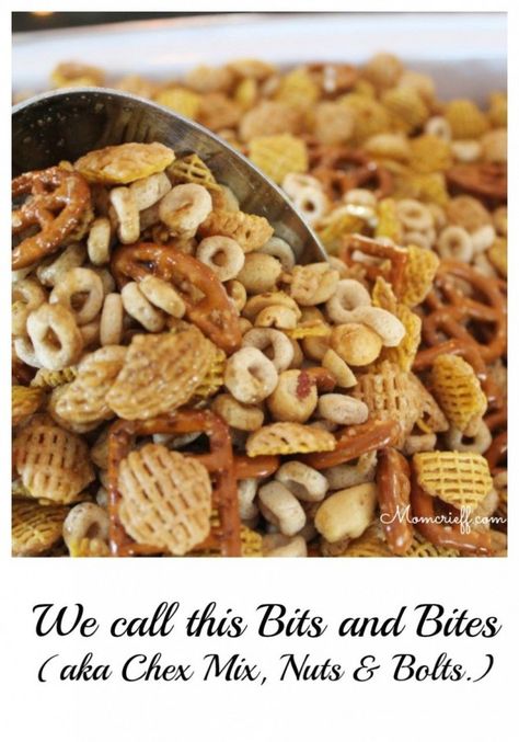 Homemade Chex Mix Recipe, Bits And Bites, Easy Snack Mix, Homemade Chex Mix, Chex Mix Recipes, Chex Mix, Nuts And Bolts, Snack Mix, Pretzels