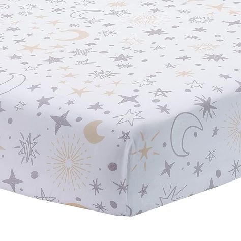 Amazon.com : Lambs & Ivy Goodnight Moon 100% Cotton White Fitted Crib Sheet - Moon/Stars : Baby Moon Crib, Lambs & Ivy, Toddler Sheets, Baby Crib Bedding Sets, Clouds Nursery, Goodnight Moon, Moons And Stars, Baby Crib Sheets, Baby Mattress