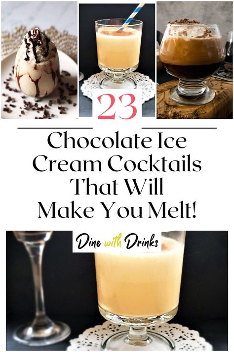 Collage of 4 chocolate ice cream cocktails. Ice Cream And Alcohol Drinks, Cocktail Ice Cream, Ice Cream Cocktails Alcohol, Ice Cream Drinks With Liquor, Booze Ice Cream, Ice Cream Cocktail, Cream Cocktails, Ice Cream Cocktails, Fun Party Drinks