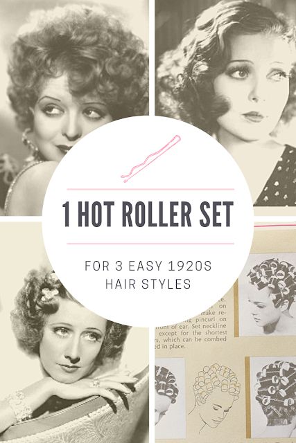 one easy hot roller set for 3 1920s hairstyles Best Hair Rollers, 1920 Hairstyles, Hair Rollers Tutorial, Using Hot Rollers, Heart Shaped Face Hairstyles, Retro Hairstyles Tutorial, Vintage Updo, Edwardian Hairstyles, Vintage Hairstyles Tutorial