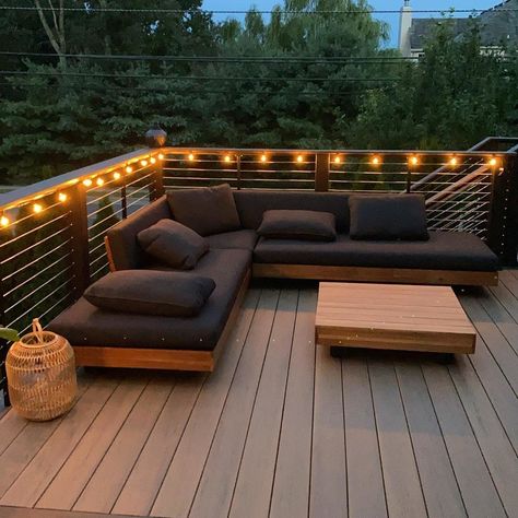 Low Patio Furniture, Outdoor Furniture Without Cushions, Article Outdoor Furniture, Gray Outdoor Patio Furniture, Backyard Sectional, Deck Sectional, Backyard Sofa, Deck Sofa, Diy Outdoor Sectional