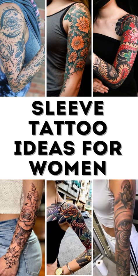 Sleeve Tattoo Ideas for Women: A Showcase of Artistic Expression Women’s Arm Sleeve, Half Arm Sleeve Tattoo For Women, Color Sleeve Tattoo Women, Full Arm Tattoos For Women, Feminine Sleeve Tattoo Ideas, Full Sleeve Tattoos Women, Quarter Sleeve Tattoos For Women, Flower Ankle Tattoo, Half Sleeve Tattoos For Women