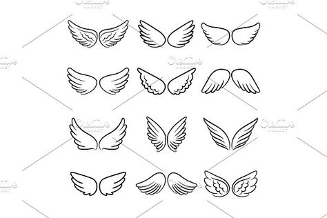 Cute angel wings set by Stock-Smart-Start on @creativemarket Dad Memorial Quotes, Cute Angel Wings, Cartoon Angel, Cute Angel, Angel Wings Tattoo, In Memory Of Dad, Things To Draw, Wings Tattoo, Memories Quotes