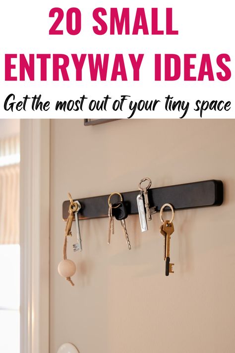 20 Small Entryway Ideas: Get The Most Out Of Your Tiny Space - Living in a Small Space Drop Zone Ideas, Entryway Purse Storage, Entry Wall Storage Ideas, Side Door Entryway Ideas, Small Space Coat Storage, No Entry Way Solution, Tiny Entryway Storage, Ideas For Small Entry Ways, Small Entryway Organization Ideas