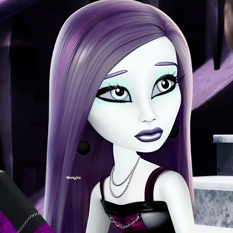 #Spectra Vondergeist #icon #edit #monster high #desenho Spectra Vondergeist Icon, Spectra Vondergeist, Purple Hair, Monster High, Piercings, Purple, Hair