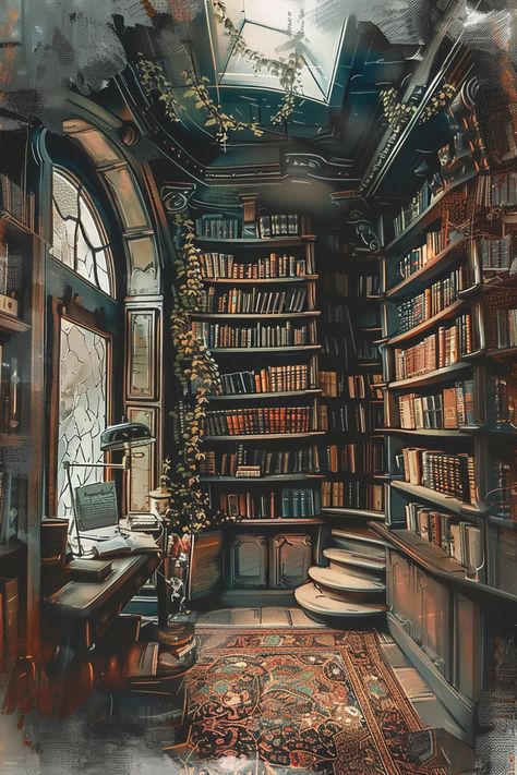 Witch Library Aesthetic, Magic Library Art, Old Book Store Aesthetic, 1920s Library, Vintage Bookstore Aesthetic, Magic Library Aesthetic, 1890s Aesthetic, Castle Living Room, Beauty And The Beast Library