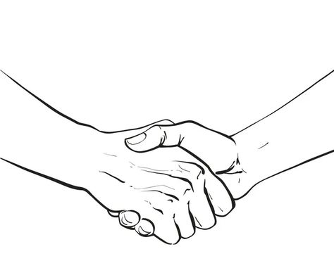 Two hands on white background handshake Royalty Free Vector Hand Shake Reference Drawing, Anime Hand Shake, Hand Shapes Drawing, Handshake Sketch, Handshake Reference, Handshake Drawing, Shaking Hands Drawing, Handshake Illustration, Hand References